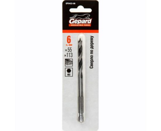 Сверло по дереву 6x55x113 мм Gepard GP0422-06 