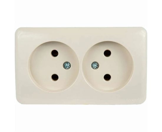 Двойная розетка Lezard VIOLA без заземления, закрытый корпус, керамика, кремовый 751-0300-128 