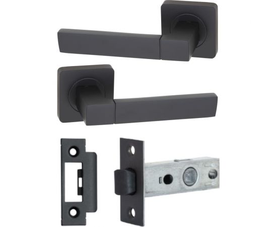 Дверная ручка r06.081 mbp в комплекте с дверной защелкой c-03b kevlar mbp VETTORE черный матовый 102 