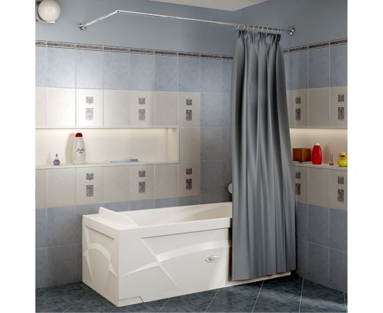 Карниз для шторы на прямоугольную ванну Радомир Г-образный 150х75 хром 1-12-2-0-0-982 