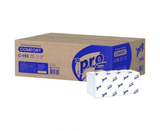 Бумажные полотенца для держателя ООО Комус PRO 1 слой, 250 листов в пачке, 20 пачек в коробке, V-сложение C193 1038825 