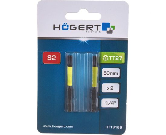 Биты ударные Т27, 50 мм, сталь S2, 2 шт HOEGERT TECHNIK HT1S169 