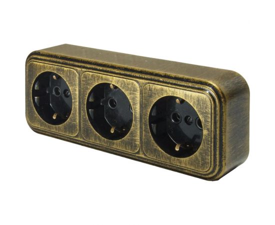 3-местная розетка SVET RA 16-365-Черная Бронза открытой установки с заземлением EV0311-0057 