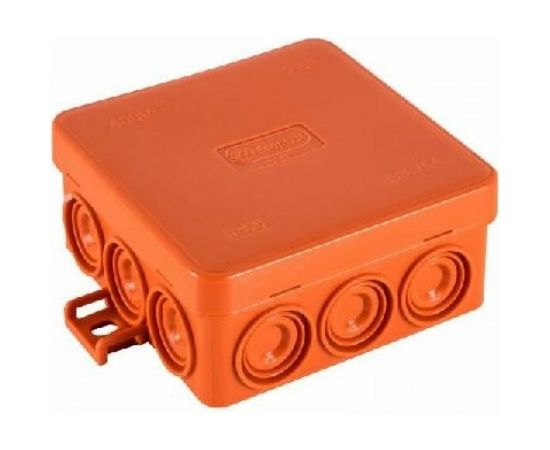 Огнестойкая коробка Экопласт JBL085 E110, о/п 85х85х38, 12 выходов, IP55, 6P, цвет оранжевый 43255HF 