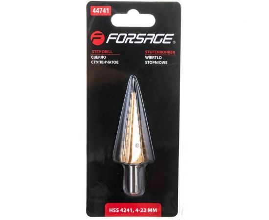 Сверло ступенчатое HSS 4241 4-22 мм Forsage F-44741 