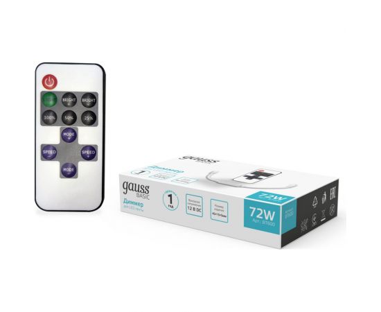 Диммер Gauss Basic для ленты LED 12V 72W 1/200 BT600 