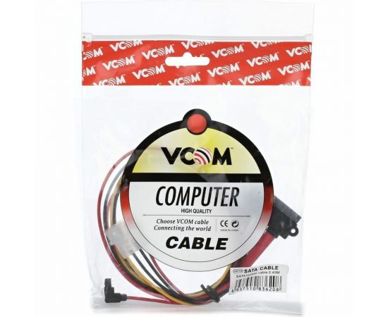 Переходник VCOM molex+SATA/SATA, 15pin+7pin, длина - 45см, питание - 15см VHC7702 – изображение 2