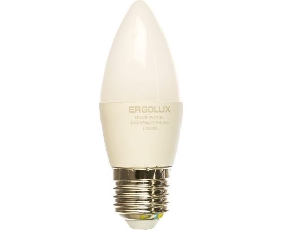 Электрическая светодиодная лампа Ergolux LED-C35-7W-E27-4K Свеча 7Вт E27 4500K 172-265В 13298 – изображение 2