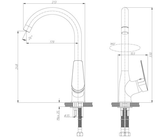 Смеситель для кухни Rossinka S35-23 – изображение 2
