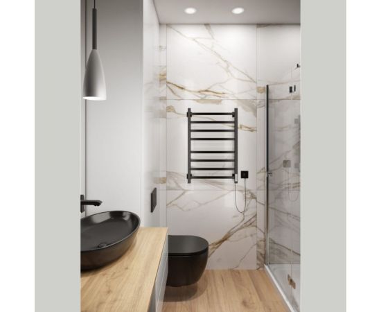 Электрический полотенцесушитель Zox ТРИУМФ-2 ЛЦ 80х50, черный, правый, терморегулятор, 415 Вт 547268 – изображение 2