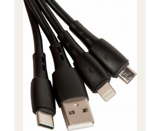 Кабель USB Borofone BX71 Shengda для Lightning, Micro USB, Type-C, 2.0A, длина 1м, черный 903692 – изображение 2