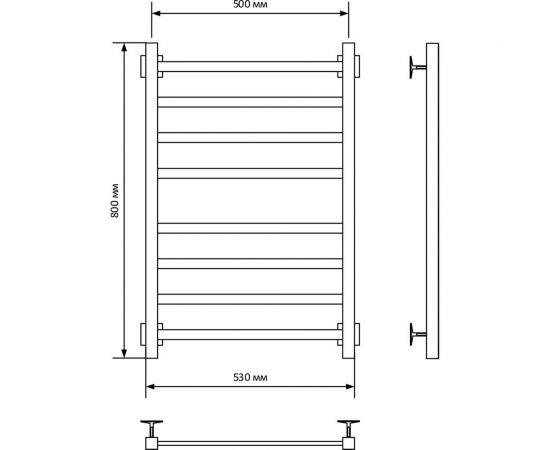 Электрический полотенцесушитель Zox ТРИУМФ-2 ЛЦ 80х50, черный, правый, терморегулятор, 415 Вт 547268 – изображение 3