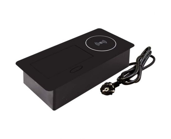 Выдвижной блок розеток SETE выдвижная розетка с 1 EURO розеткой, 2 USB, беспроводная зарядка, черная, SBT-1UCW-20 – изображение 3