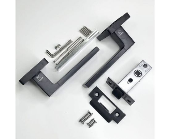 Дверная ручка r06.081 mbp в комплекте с дверной защелкой c-03b kevlar mbp VETTORE черный матовый 102 – изображение 3