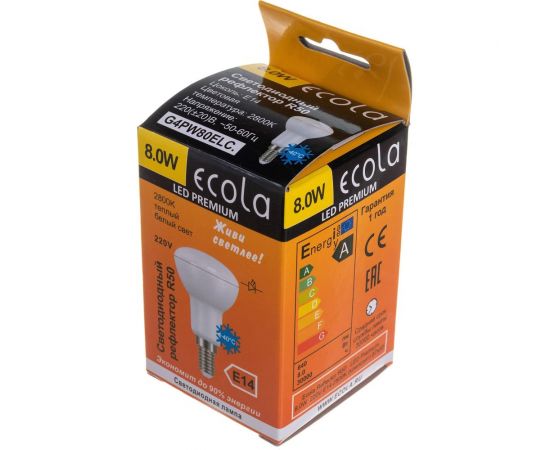 Светодиодная лампа Ecola Reflector R50 LED Premium 8,0W 220V E14 2800K композит 87x50 G4PW80ELC – изображение 4