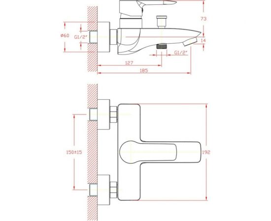 Смеситель для ванны Zollen Hof с аксессуарами, короткий излив, картридж 35 мм HO61410741 443407 – изображение 5