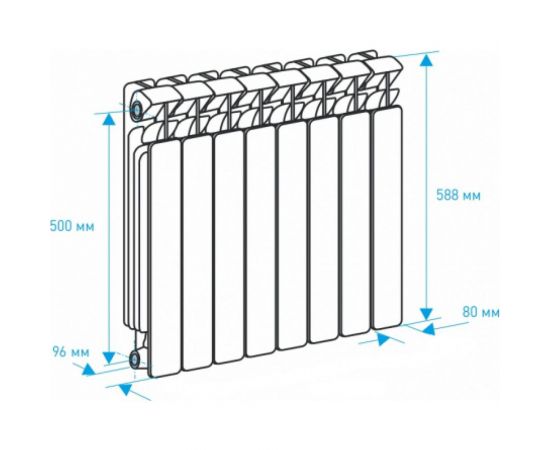 Алюминиевый радиатор HALSEN 500/96/8 4670008730030 – изображение 9