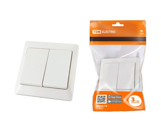 2-клавишный выключатель TDM 10А белый "Ильмень" TDM SQ1823-0002 