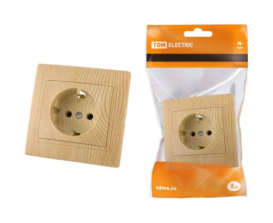 Розетка TDM 2П+З 16А 250В "ЭКО" сосна "Таймыр" SQ1814-0212 