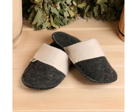 Тапочки банные Добропаровъ серые, с отворотом, 26 см внутренняя стелька 7819676 