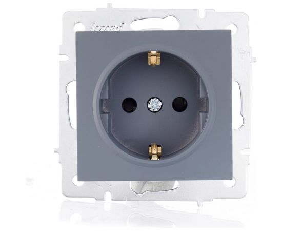 Розетка Lezard VESNA с защитой от детей, ПБТ, графит 742-3488-124B 