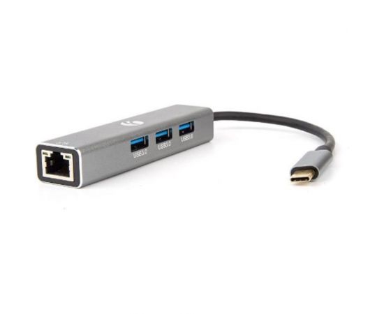 Кабель-концентратор VCOM USB 3.1 Type-C /m - RJ-45+3port USB 3.0/f, Aluminum Shell DH311A 