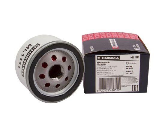 Фильтр масляный Nissan Almera (G15, N16) 02- / Primera III 03-, Renault Duster I 10- MARSHALL ML1111 