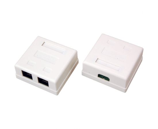 Сетевая розетка LAN REXANT на стену, 2 гнезда RJ-45 (8Р8С), 5e категории 06-0105-C 