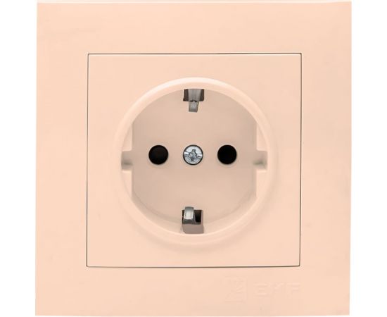 1-местная розетка EKF Валенсия, с заземлением 16А кремовая с защитными шторками PROxima EWR16-028-20 