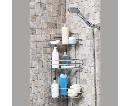 Угловая 3-х ярусная полка PRIMANOVA FEST 24x24x50 см, хром D-05223 