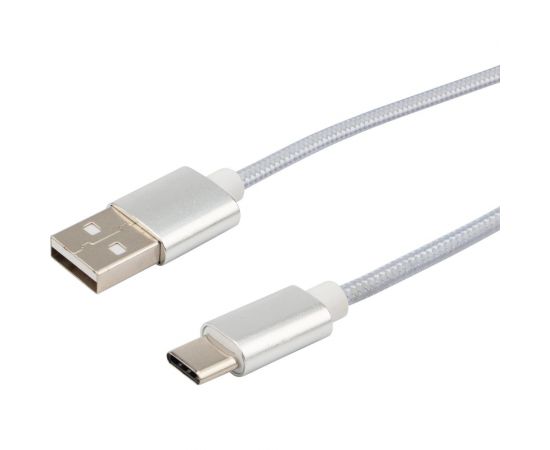 Кабель USB Type-C - USB REXANT 2,4A серебристая нейлоновая оплетка 1 м 18-1884 