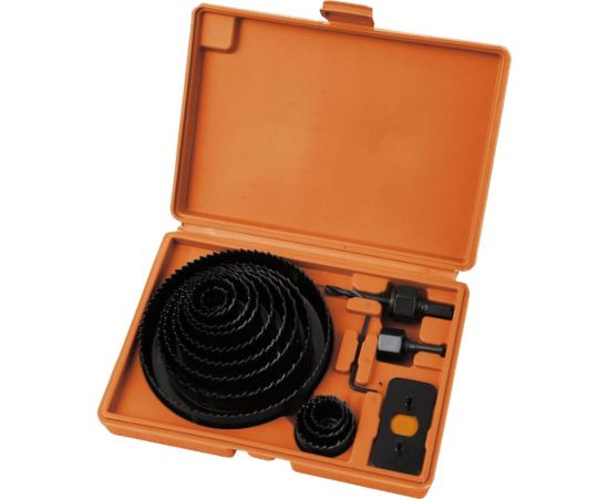 Набор кольцевых пил по дереву 16 предметов (коронки, державка со сверлом, ключ) Bohrer 35301600 