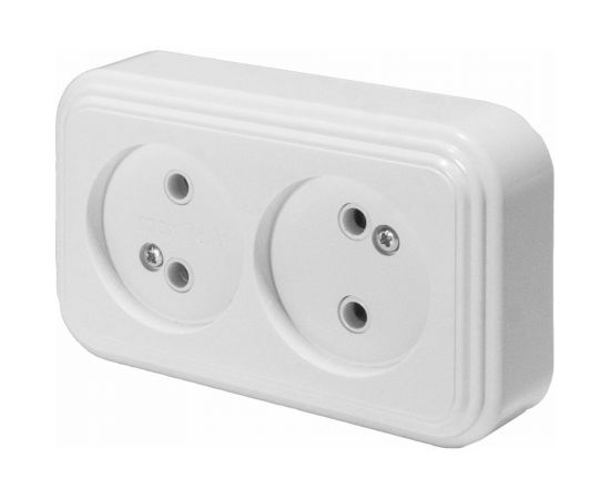 2-местная розетка STEKKER без заземления PST16-30-20 RA 16-237-Б, пластик АВС, 16А, IP20, белый 39693 