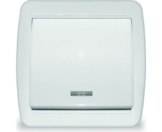 Одноклавишный выключатель UNIVersal Клио с подсветкой, IP44, открытой устанвоки, 10А, 220В, белый еврослот К2225 