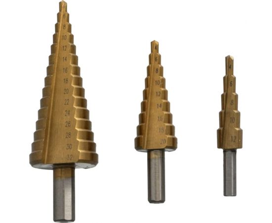 Сверла ступенчатые набор 3 шт FASTER TOOLS 2533 