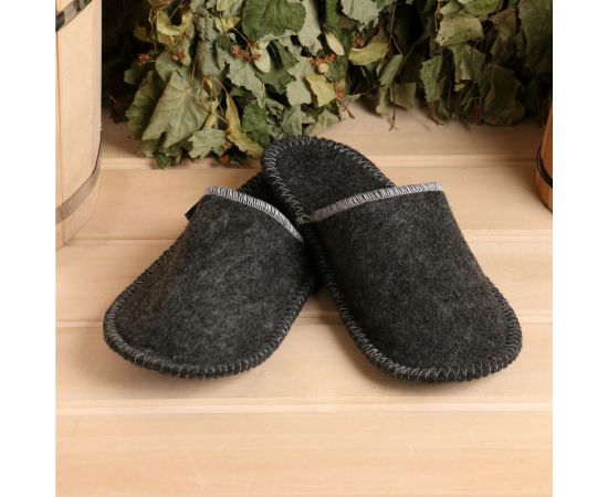 Тапочки банные Добропаровъ серые, без вышивки, женские, 26 см внутренняя стелька 7819677 