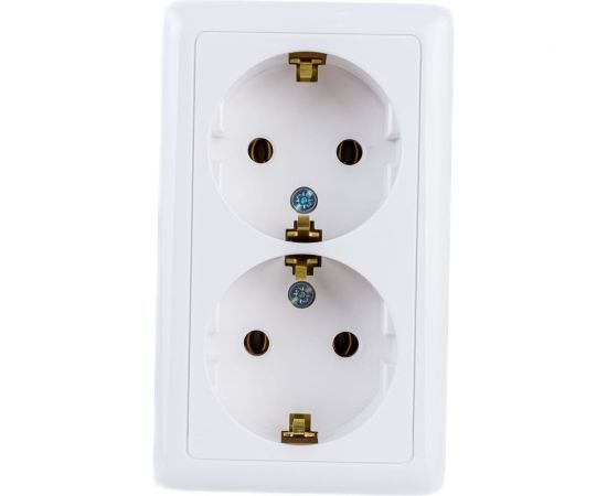 Двойная розетка Schneider Electric ХИТ, О/У, с заземлением, без шторок, белый RA16-238I-B 