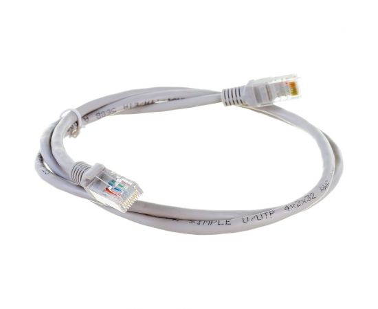 Патч-корд ЭРА Simple PC-1U-A U/UTP категория 5e, длина 1 метр, неэкранированный, серый, Б0051370 – изображение 2