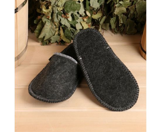 Тапочки банные Добропаровъ серые, без вышивки, женские, 26 см внутренняя стелька 7819677 – изображение 2