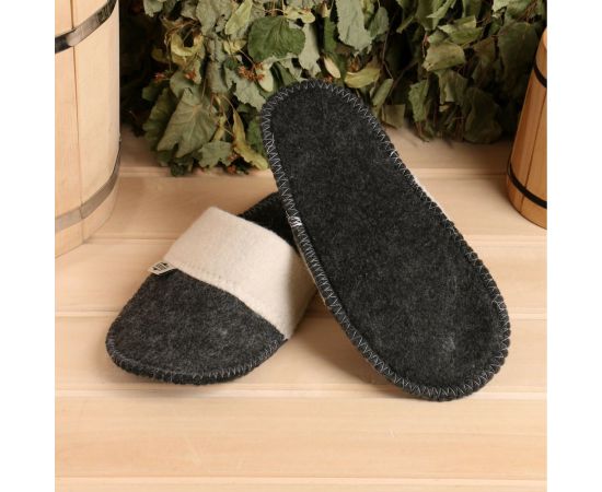 Тапочки банные Добропаровъ серые, с отворотом, 26 см внутренняя стелька 7819676 – изображение 2