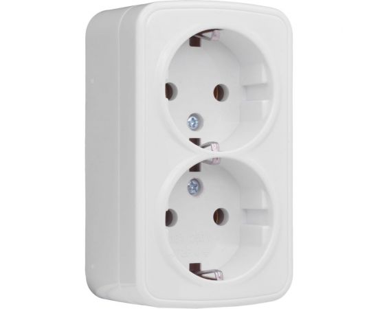 2-местная розетка EKF Минск, ОП, 16А, Basic, с заземлением, белая SQEGR16-128-10 – изображение 2