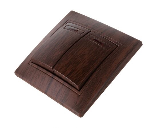 Выключатель Intro Plano 1-105-10 двухклавишный с подсветкой, 10А-250В, IP20, СУ, венге, Б0053784 – изображение 2