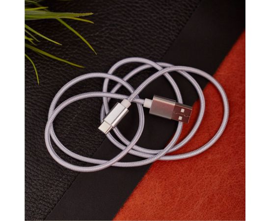 Кабель USB Type-C - USB REXANT 2,4A серебристая нейлоновая оплетка 1 м 18-1884 – изображение 2