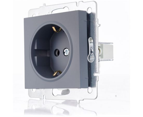 Розетка Lezard VESNA с защитой от детей, ПБТ, графит 742-3488-124B – изображение 2