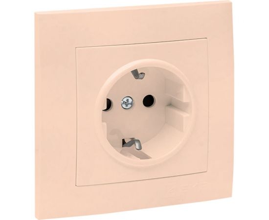 1-местная розетка EKF Валенсия, с заземлением 16А кремовая с защитными шторками PROxima EWR16-028-20 – изображение 2