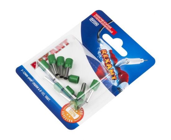 Штыревой втулочный изолированный наконечник REXANT F-12 мм 6 мм2, НШВи 6.0-12 зеленый 10 шт 06-0409-A – изображение 2