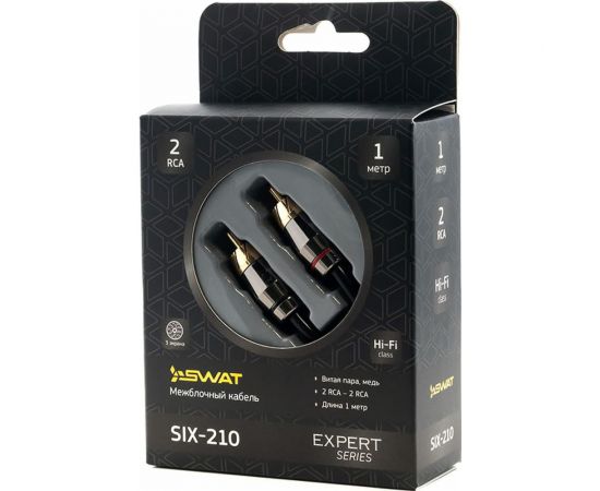 Межблочный кабель SWAT 2RCA-2RCA, 1.0 метров, витая пара, 3 экрана, медь SIX-210 – изображение 2