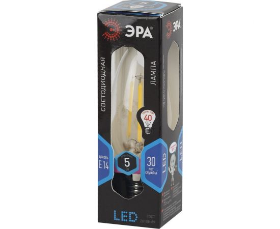 Филаментная лампа ЭРА FLED B355W840E14 свеча, 5Вт, нейтральная, E14 Б0043449 – изображение 2