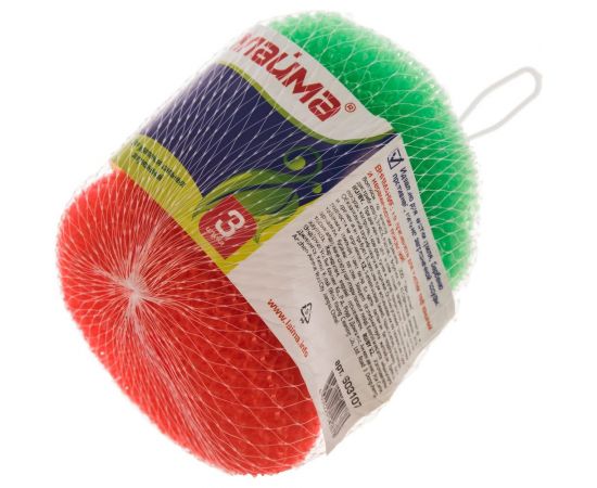 Сетчатые, пластиковые губки для посуды ЛАЙМА 3 шт., по 7 г 603107 – изображение 3