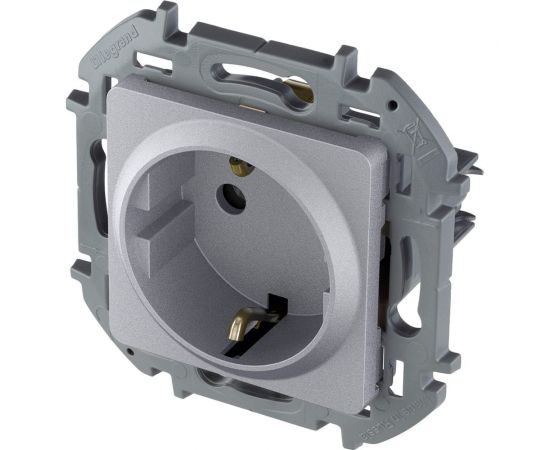 Розетка Legrand 2К+З со шторками - немецкий стандарт - 16 А - 250 В - INSPIRIA - алюминий 673732 – изображение 3